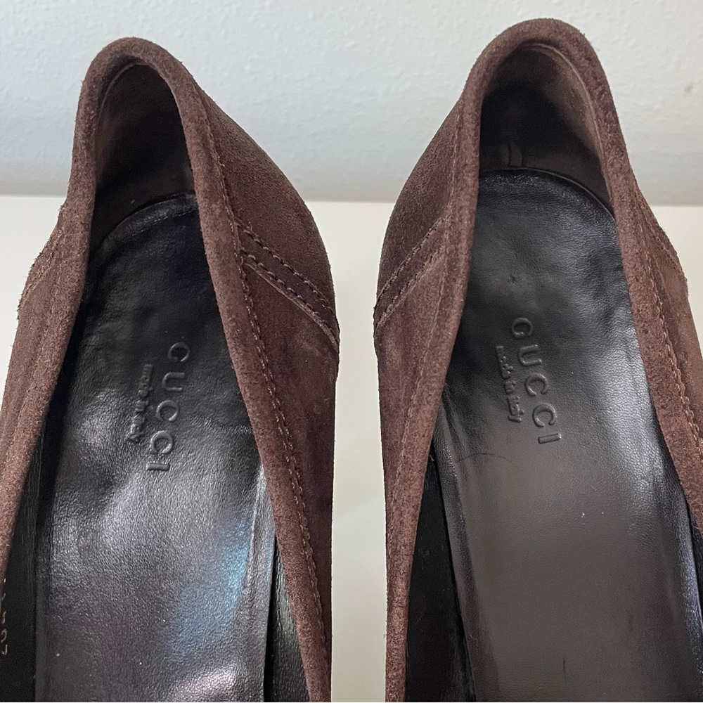 Gucci women’s brown suede high heels shoes, Size EU 39, US 8 - Picture 7 of 15